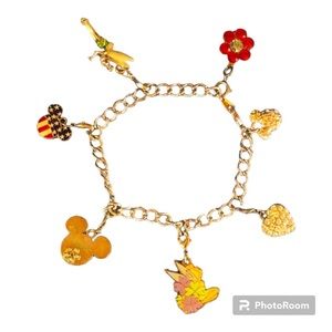 Vintage Disney Tinker bell and Mikey Mouse Charm Bracelet.